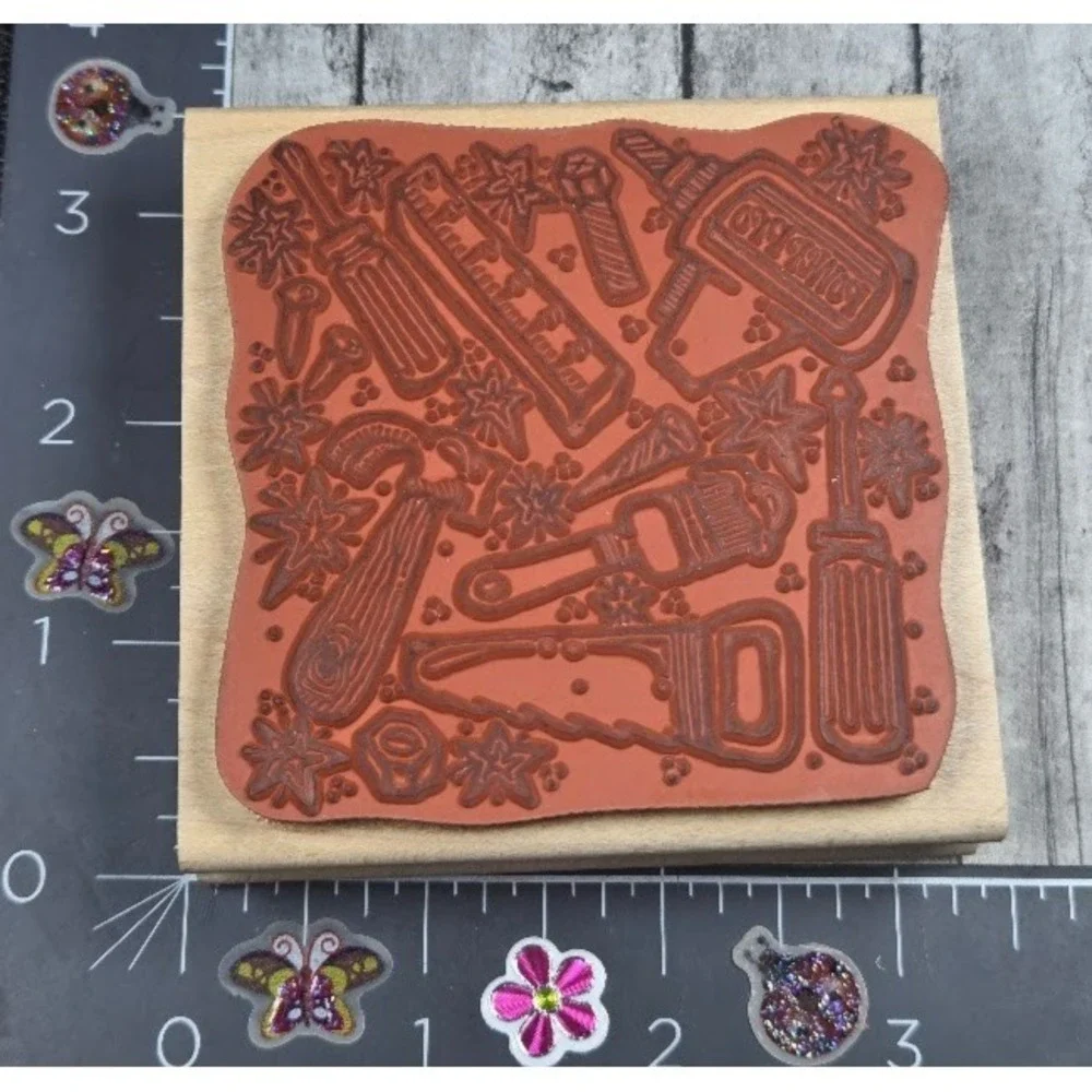 Whipper Snapper Handyman Tools Dad Background Rubber Stamp Wood #M66